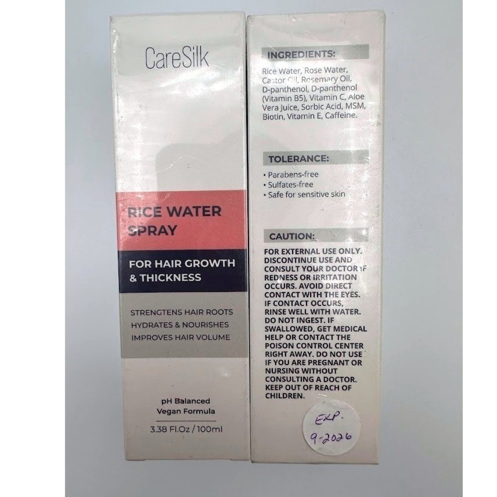 CareSilk Rice Water Spray for Hair Growth & Thickness 3.38oz 100ml Vegan Formula